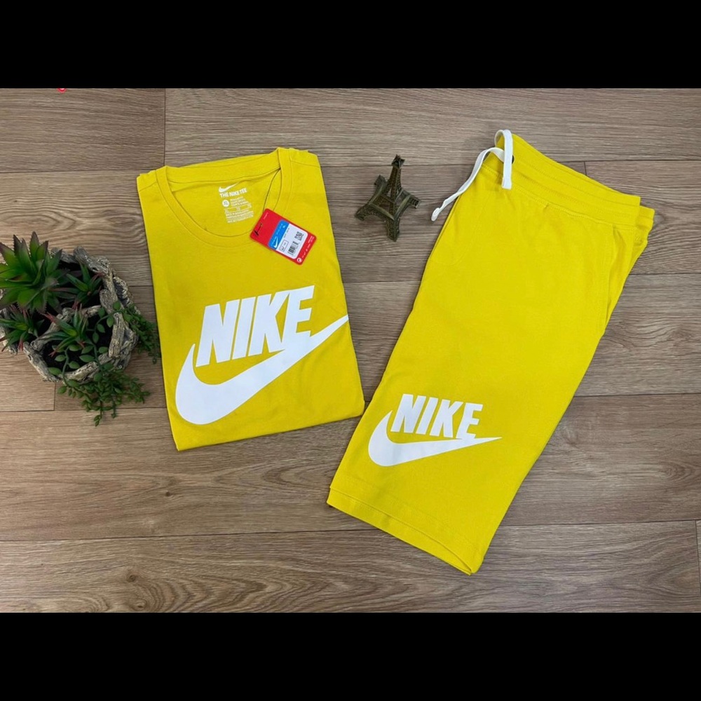Yellow Unisex Nike Short Set